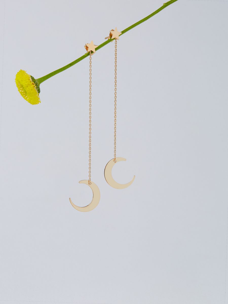 Star & Moon Chain Earrings