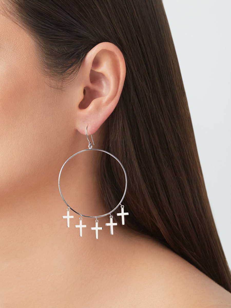 Crosses Charms Hoop Earrings