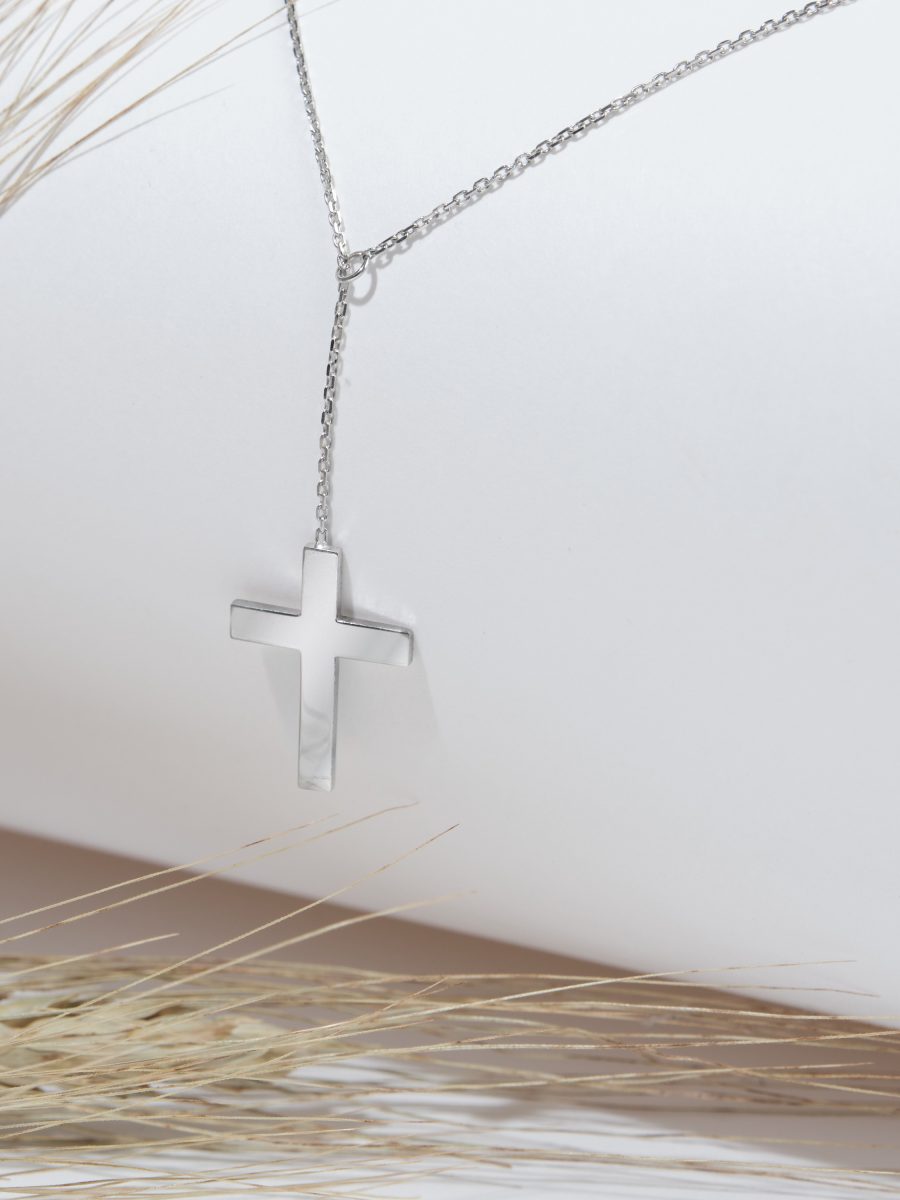 Colier Lariat „Falling Cross”